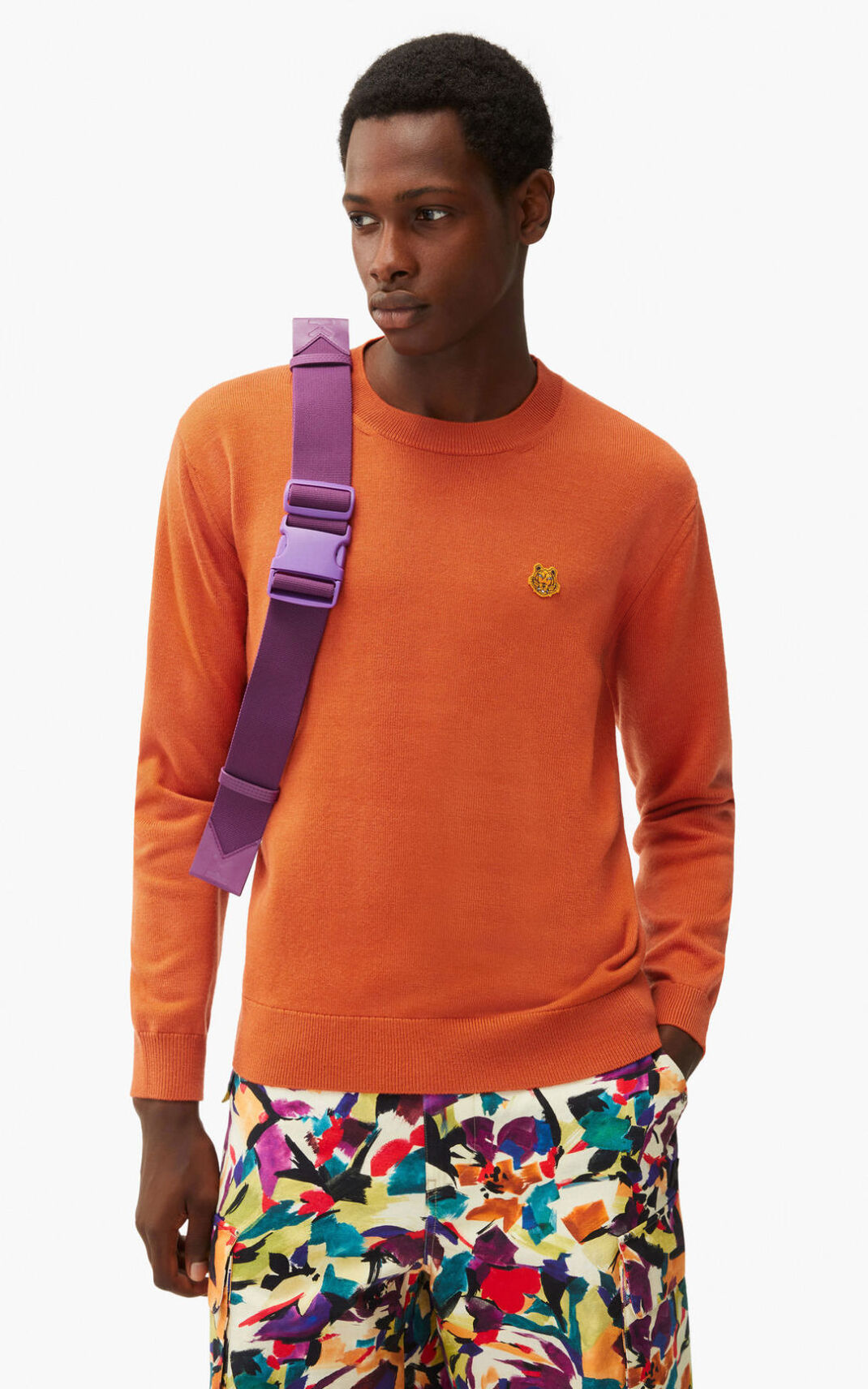 Suéter Kenzo Tiger Crest merino wool Masculino - Laranja | 046BPHXKL